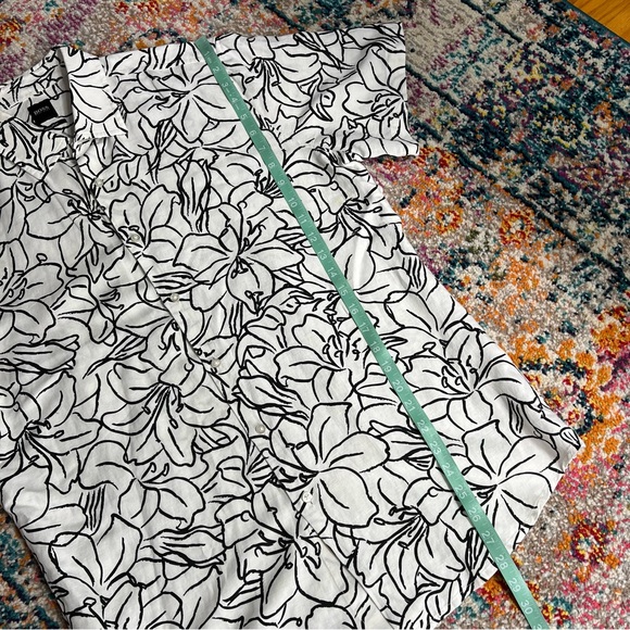 Hugo Boss Linen Black and White Floral Sketch RASH Shirt Large - Picture 13 of 15